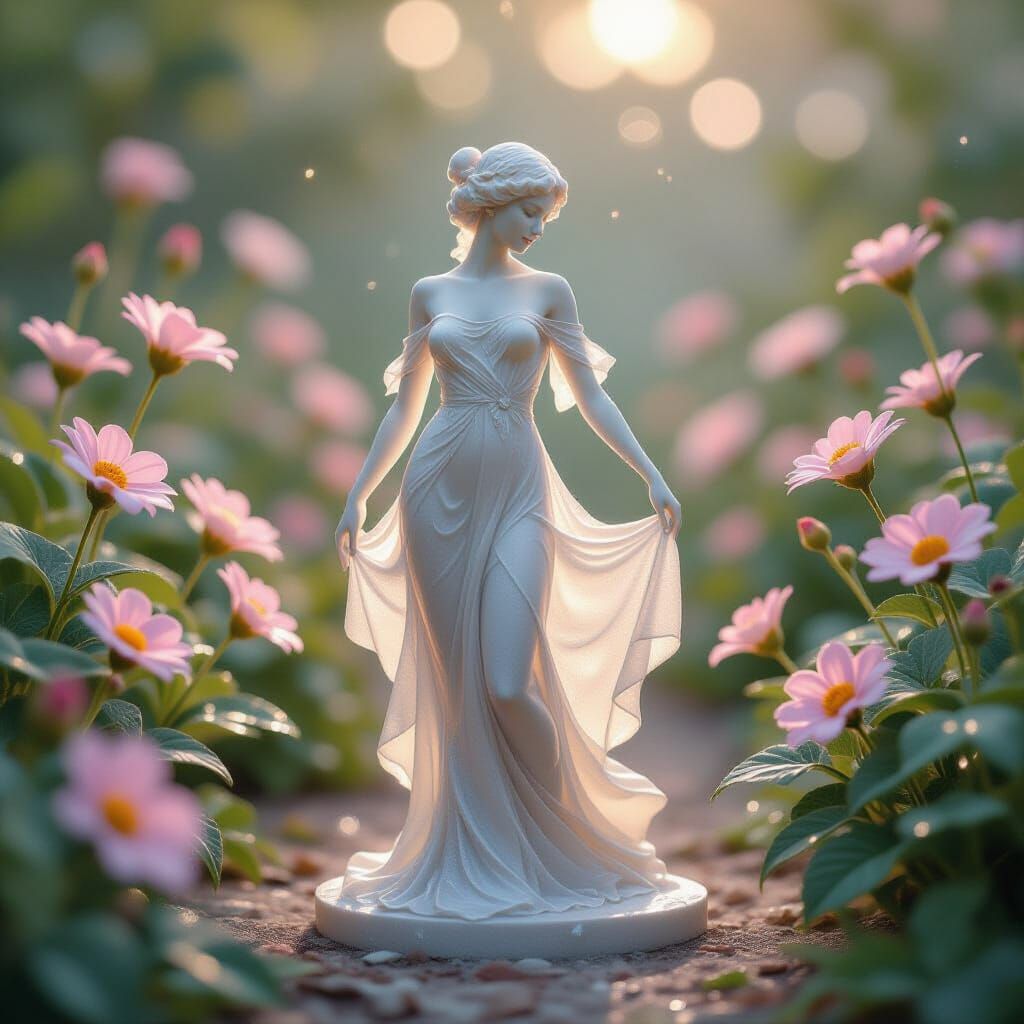 Ethereal Starlight Sculpture in Art Nouveau Style