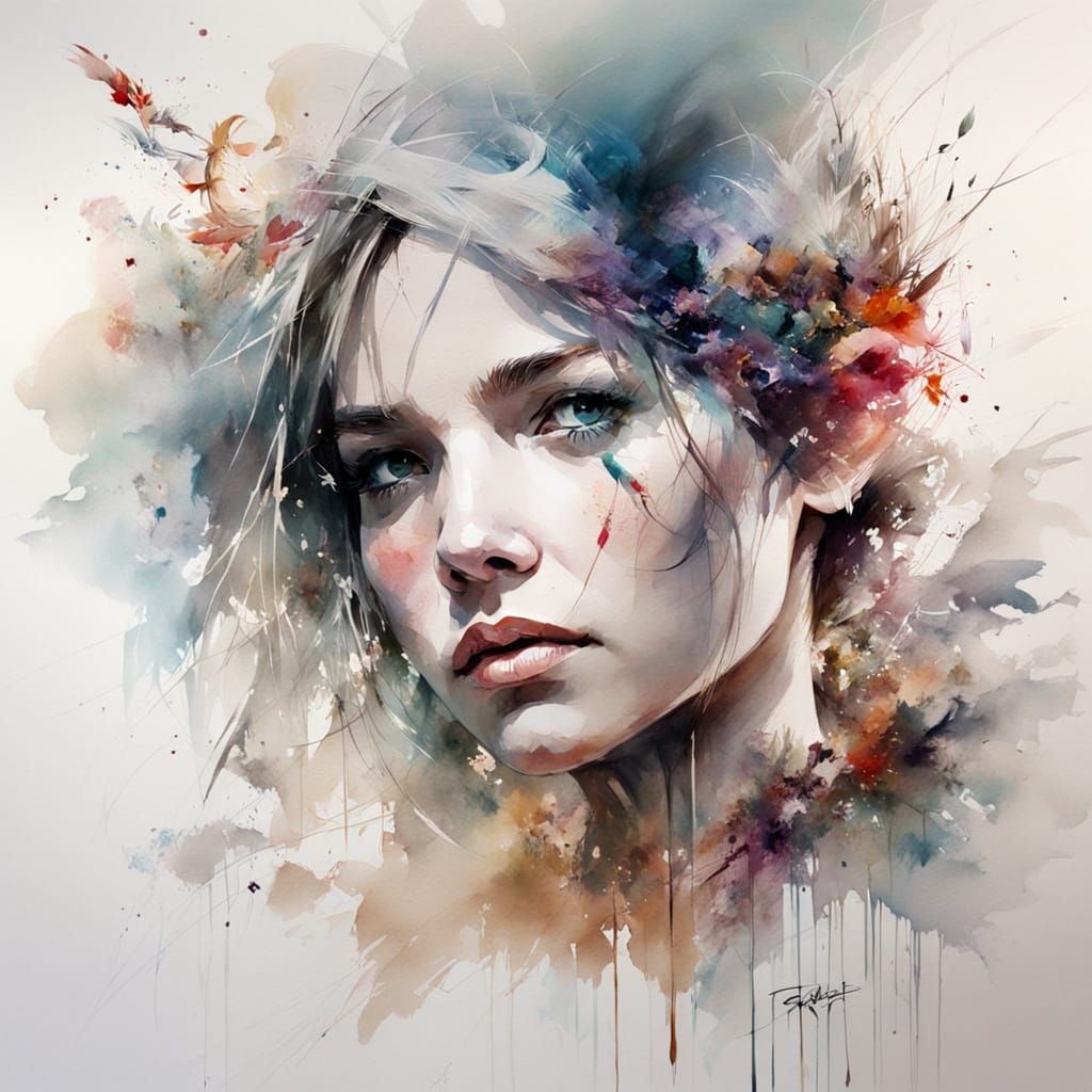 Watercolor Fusion: Expressive Chaos and Beauty