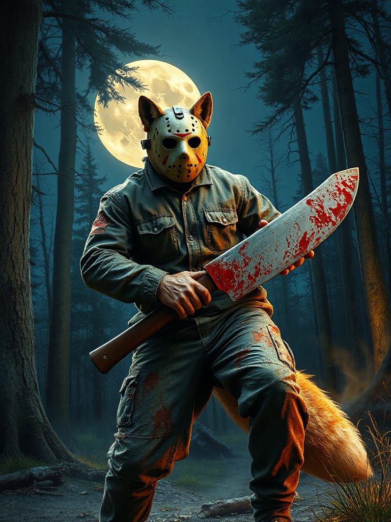 Fox Jason Voorhees in Moonlit Forest
