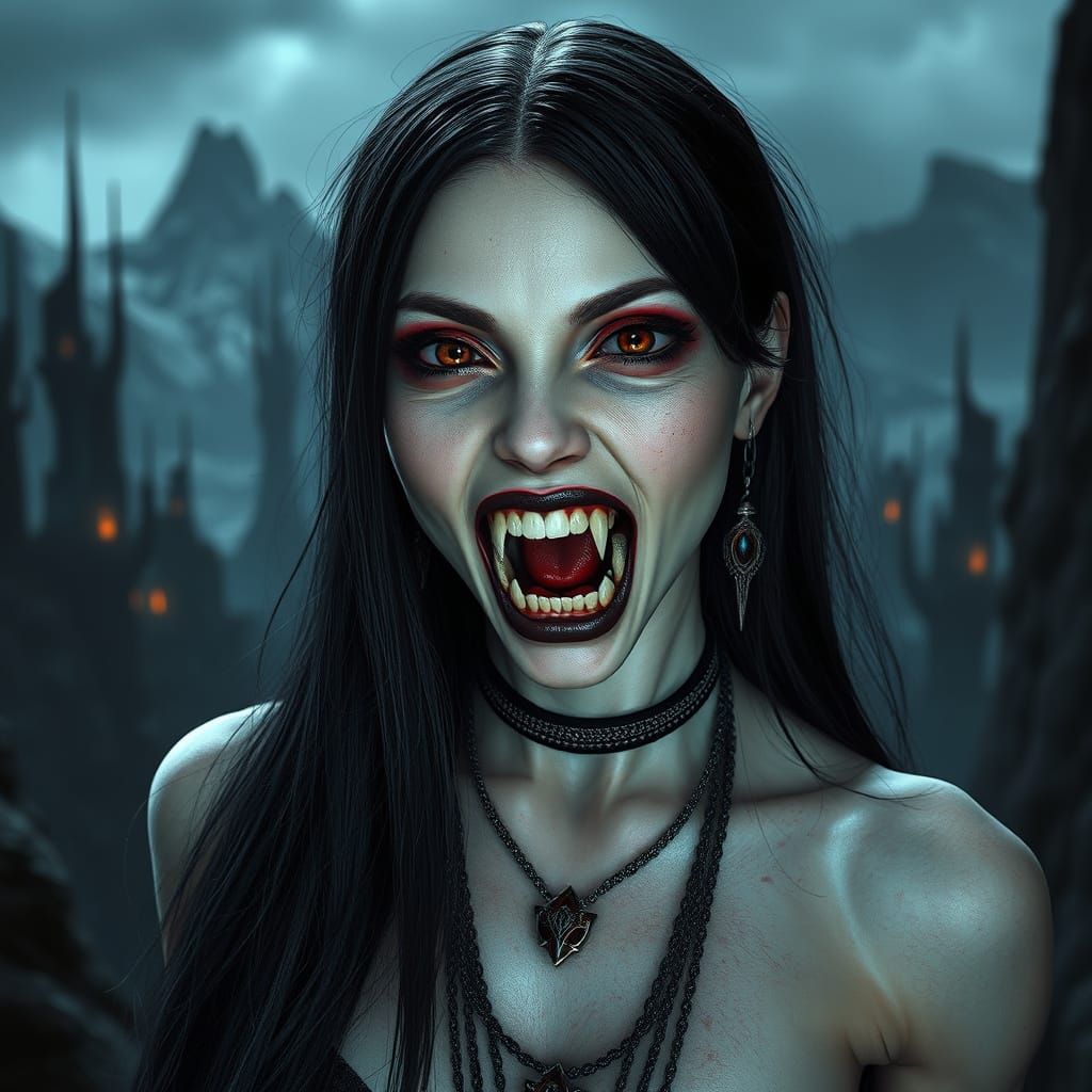 Ethereal Vampire Beauty in Nightmarish Masterpiece