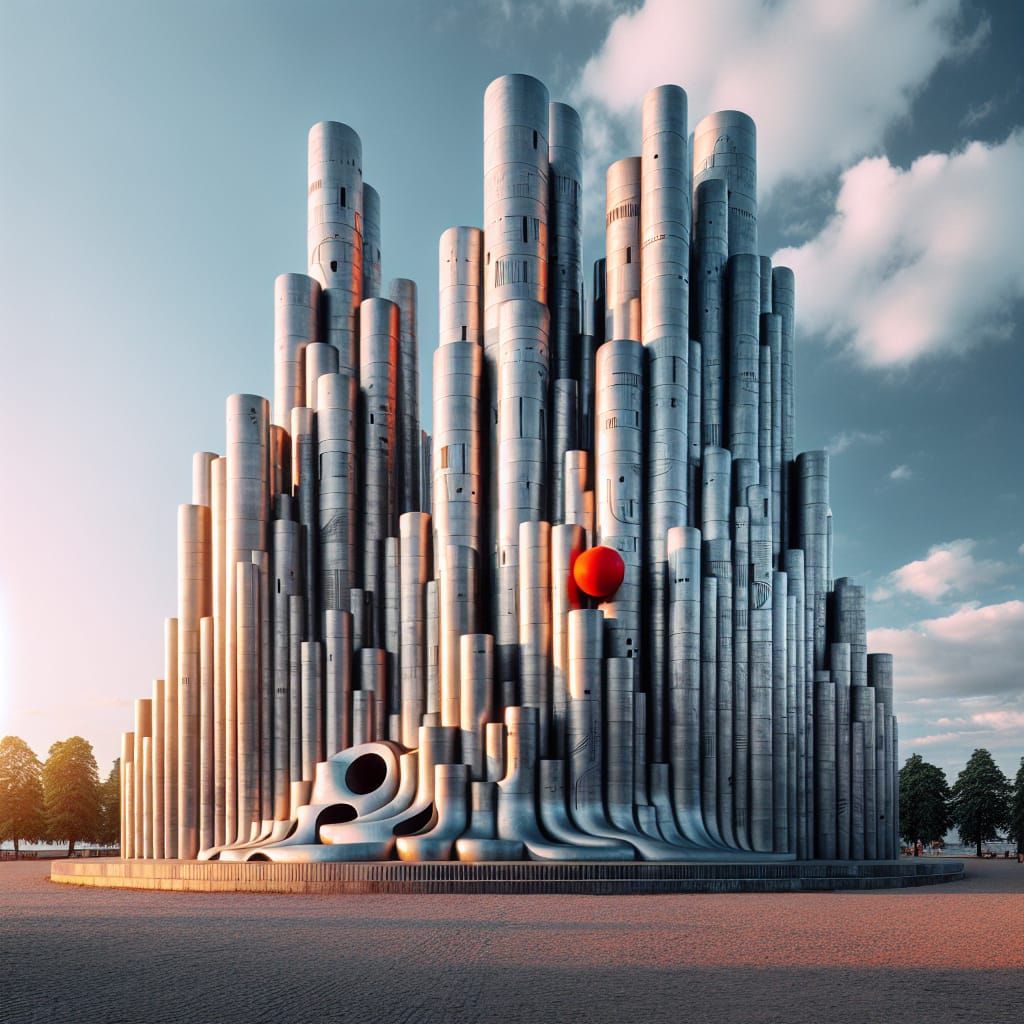 Eila Hiltunen Sibelius Monument with red dot