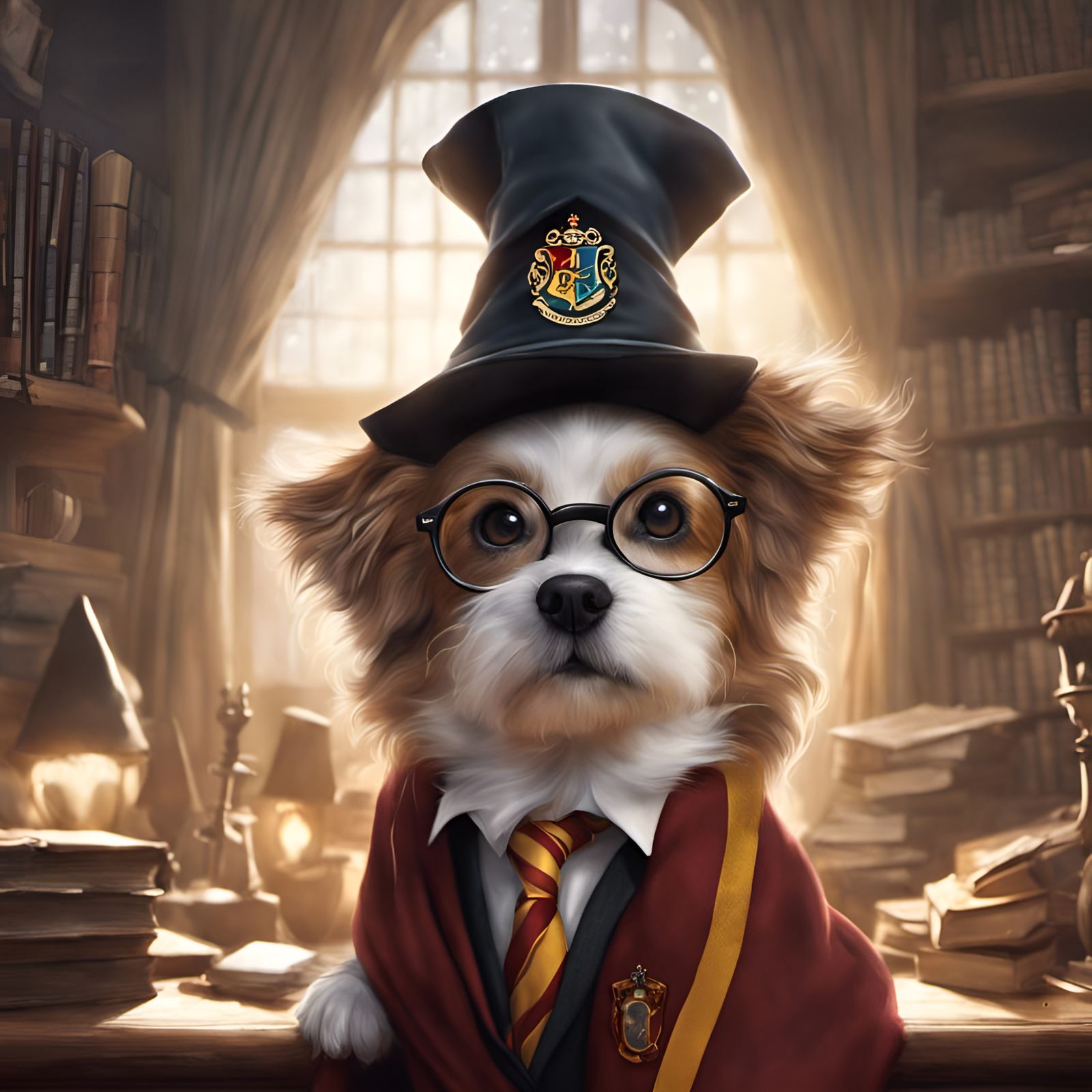 Dog as Harry Potter Portrait in Digital Illustration