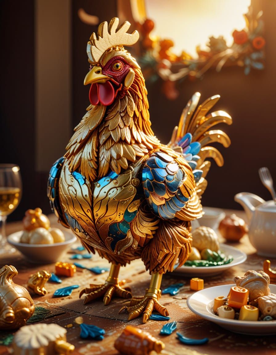 Surreal Lego Chicken in Salvador Dali Style