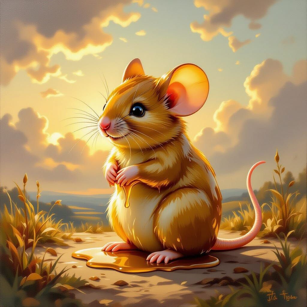 Honey Mouse in Dramatic Atmospheric Landscape