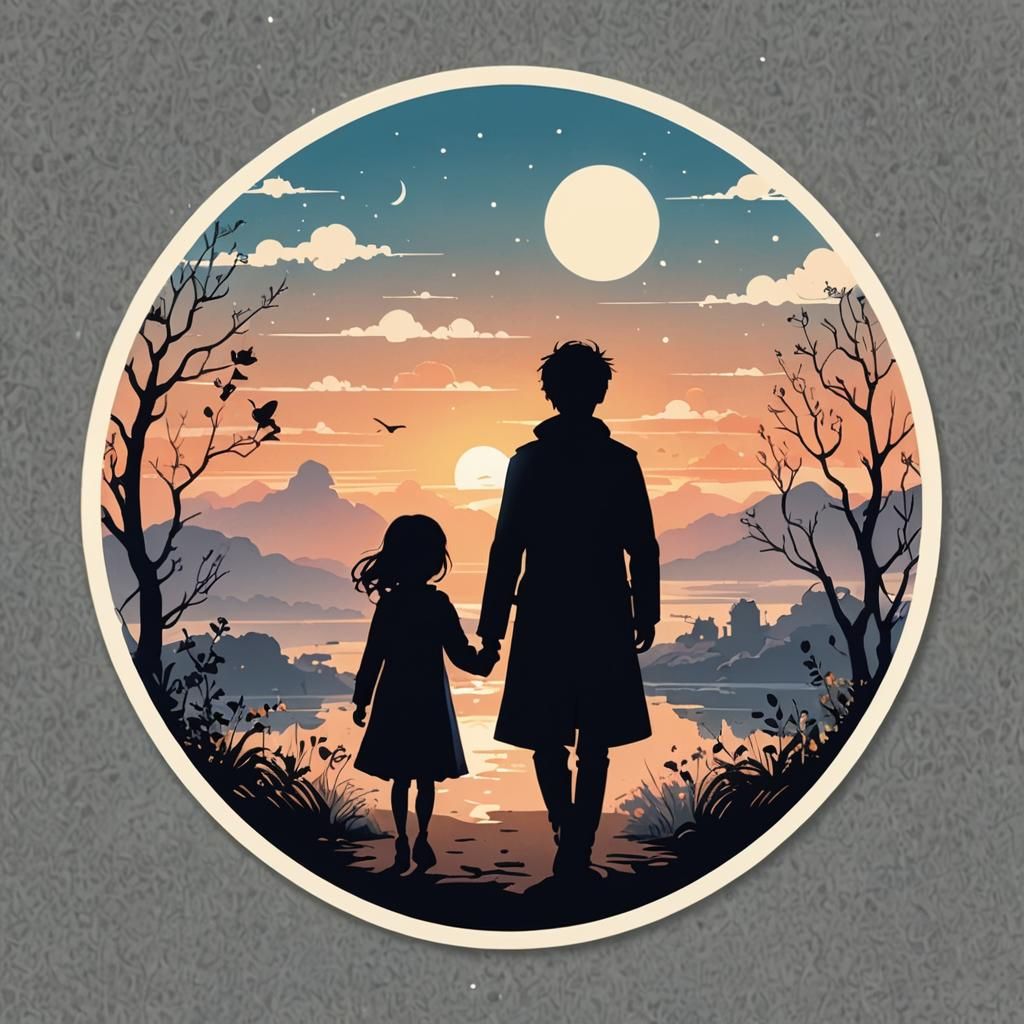 Girl Watches Boy Walk Away: Dreamy Vector Illustration