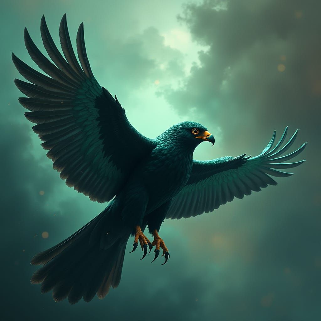 Regal Falcon in Nebulous Skies