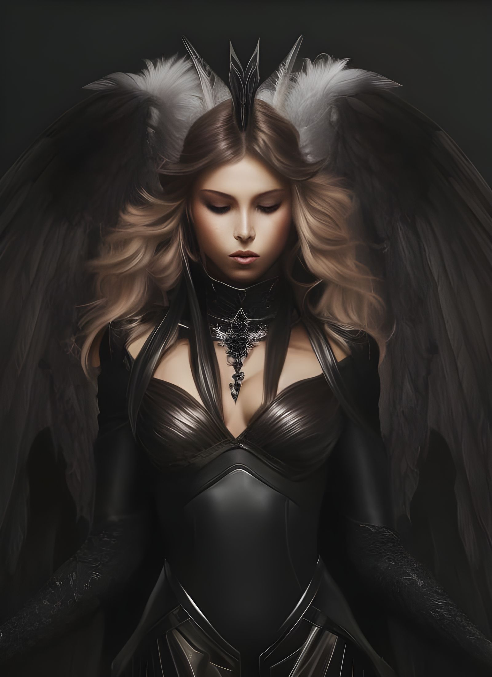 Obsidian Dark Angel in Hyperrealistic Style