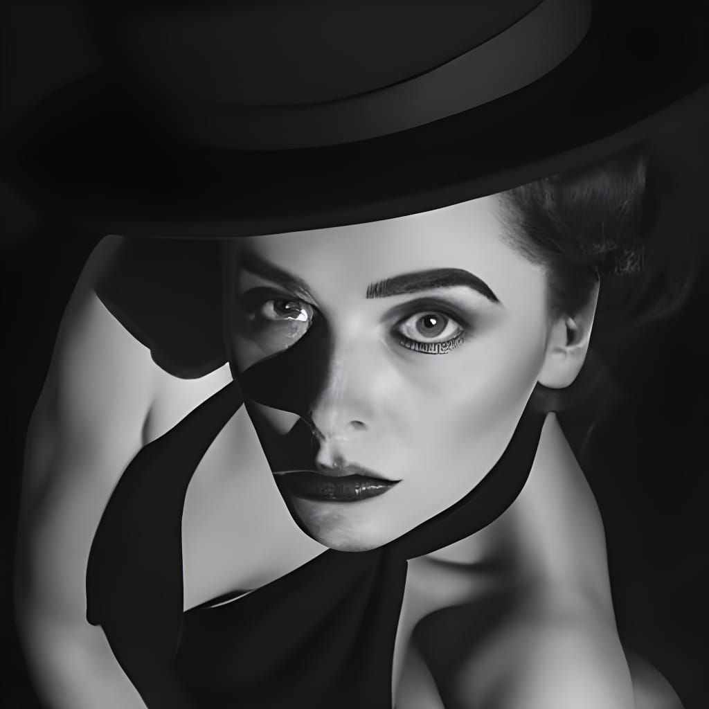 Glamorous Woman Portrait in Dramatic Black and White