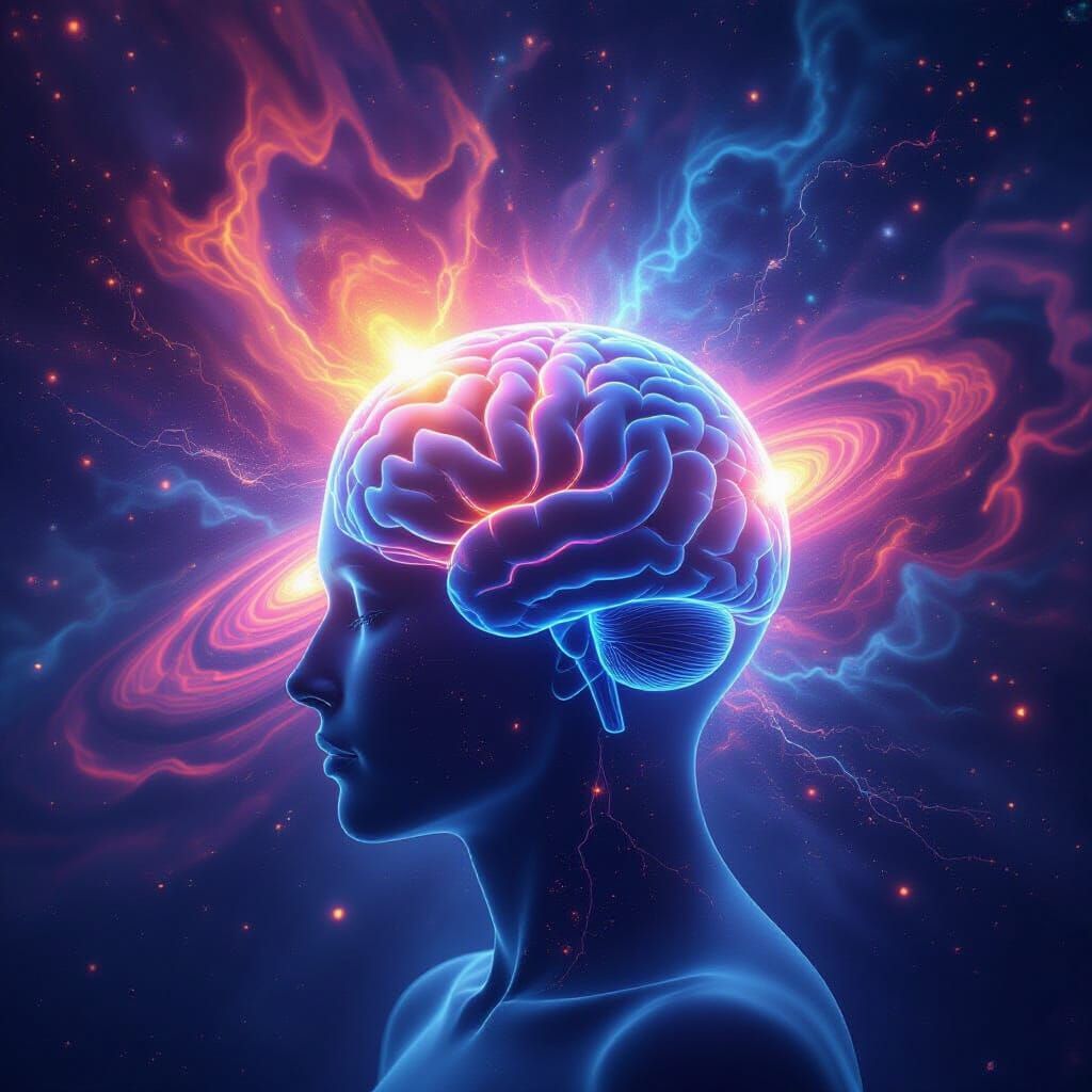 Human Mind Expanding Into Cosmic Universe Digital Art