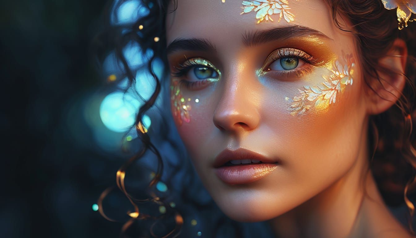 Surreal Goddess in Golden Haze