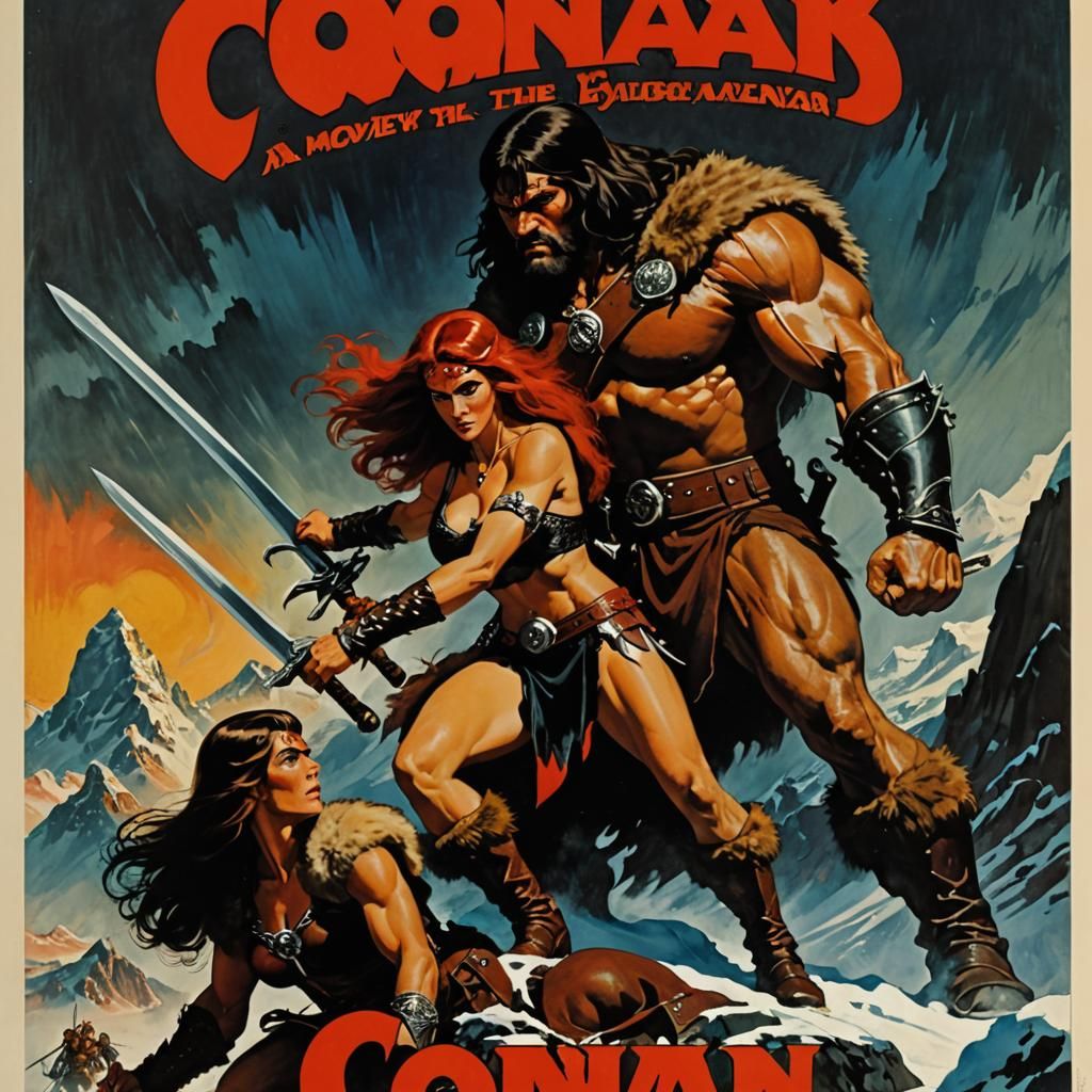 Conan and Red Sonja in Dark Fantasy Scene