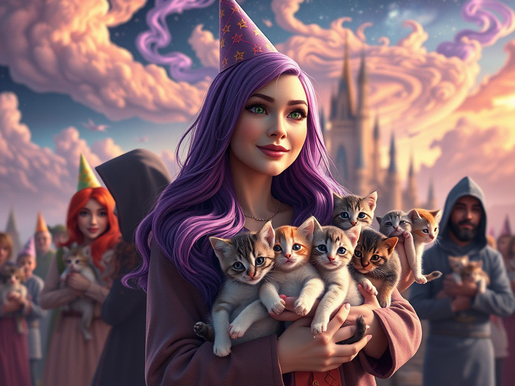 Woman with Purple Hair Attends Party