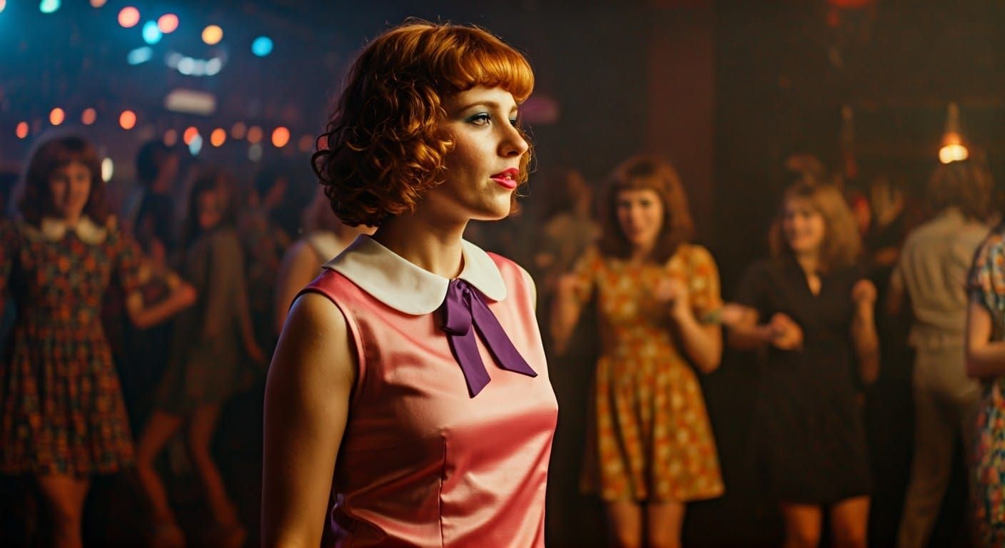 Realistic 1970s Nightclub Dance Scene in Widescreen 16mm Fil...