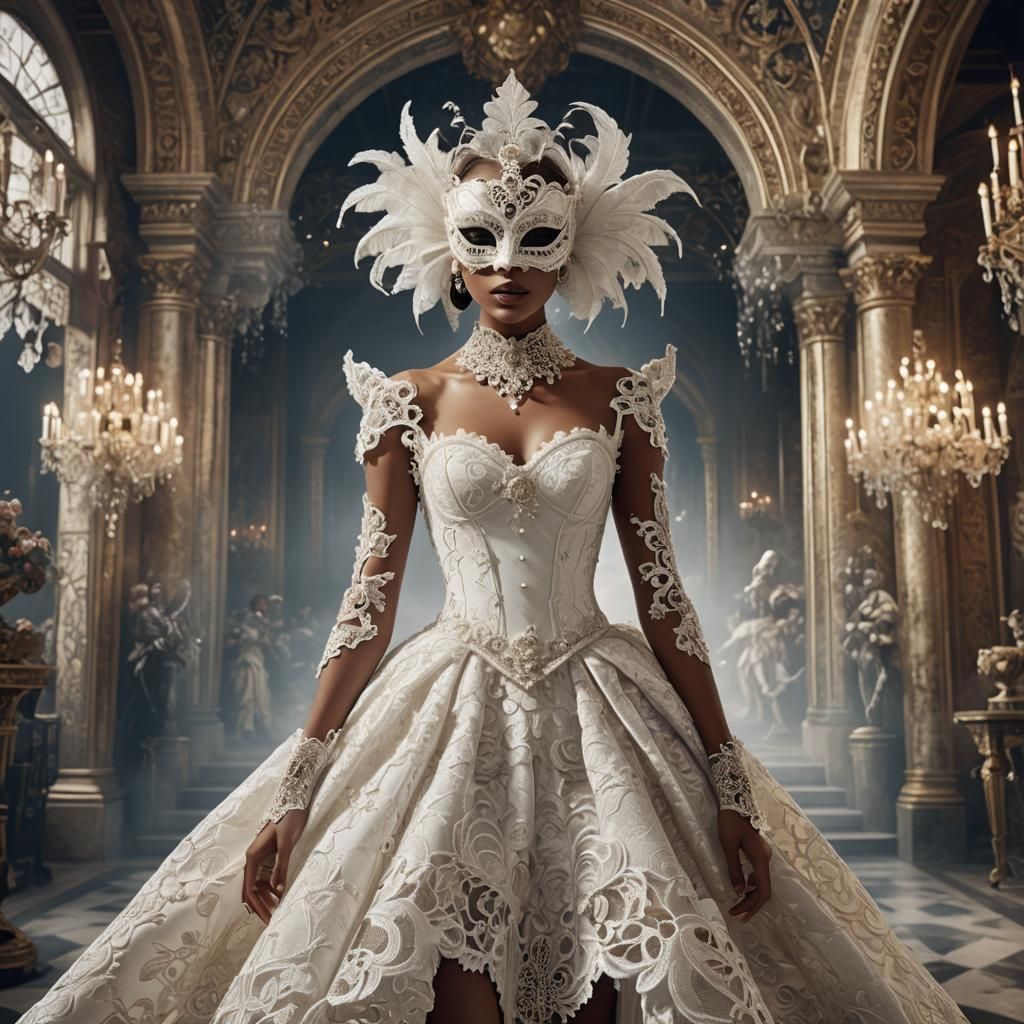 Model in Venetian Mask: High Fashion Art