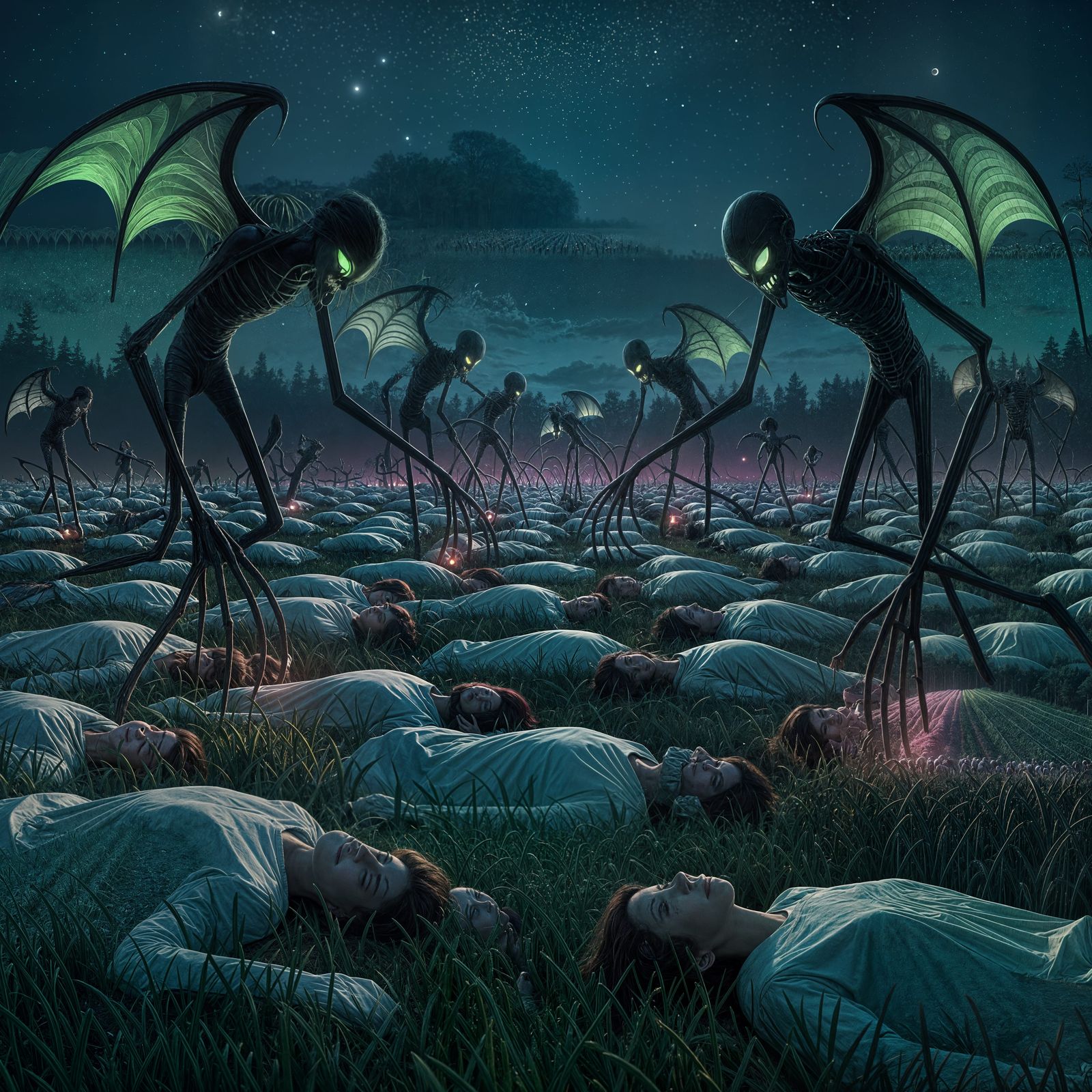 Nightmare Harvest: Demons Collect Dreams in Field of Sleeper...