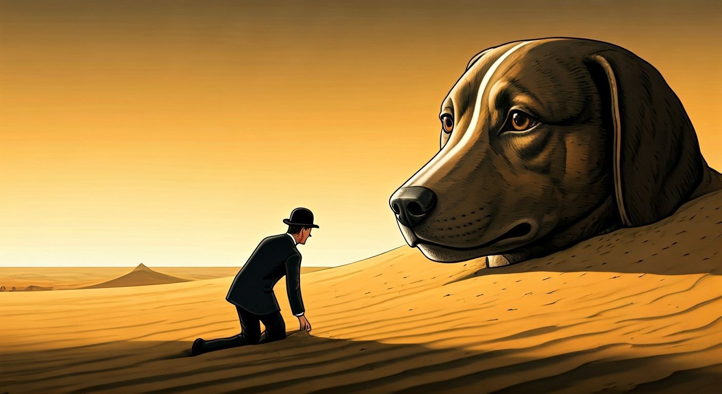 Man Discovers Giant Sphinx Dog in Belgian Desert