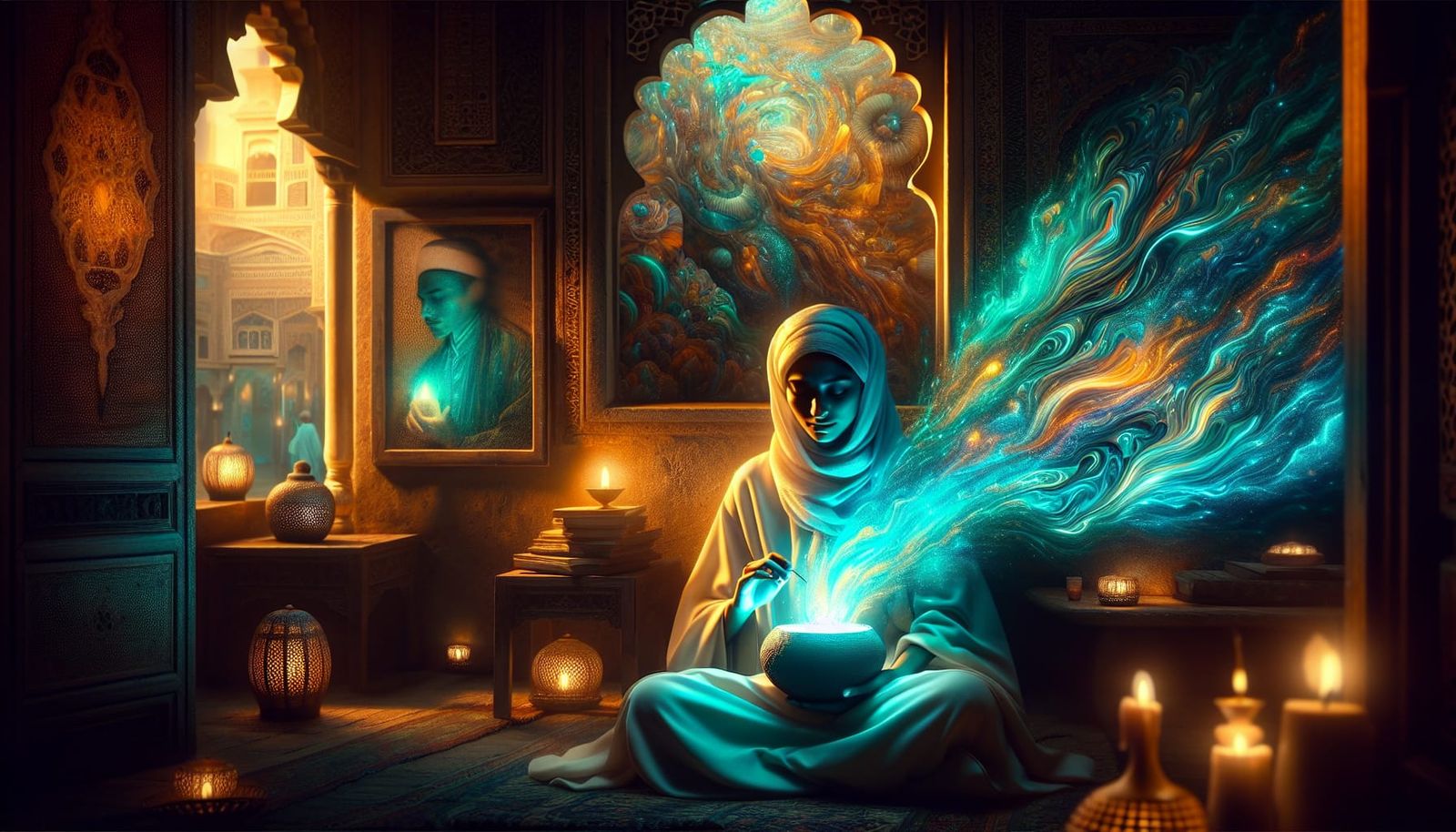 Surreal Portrait of Woman with Cracked Porcelain Body