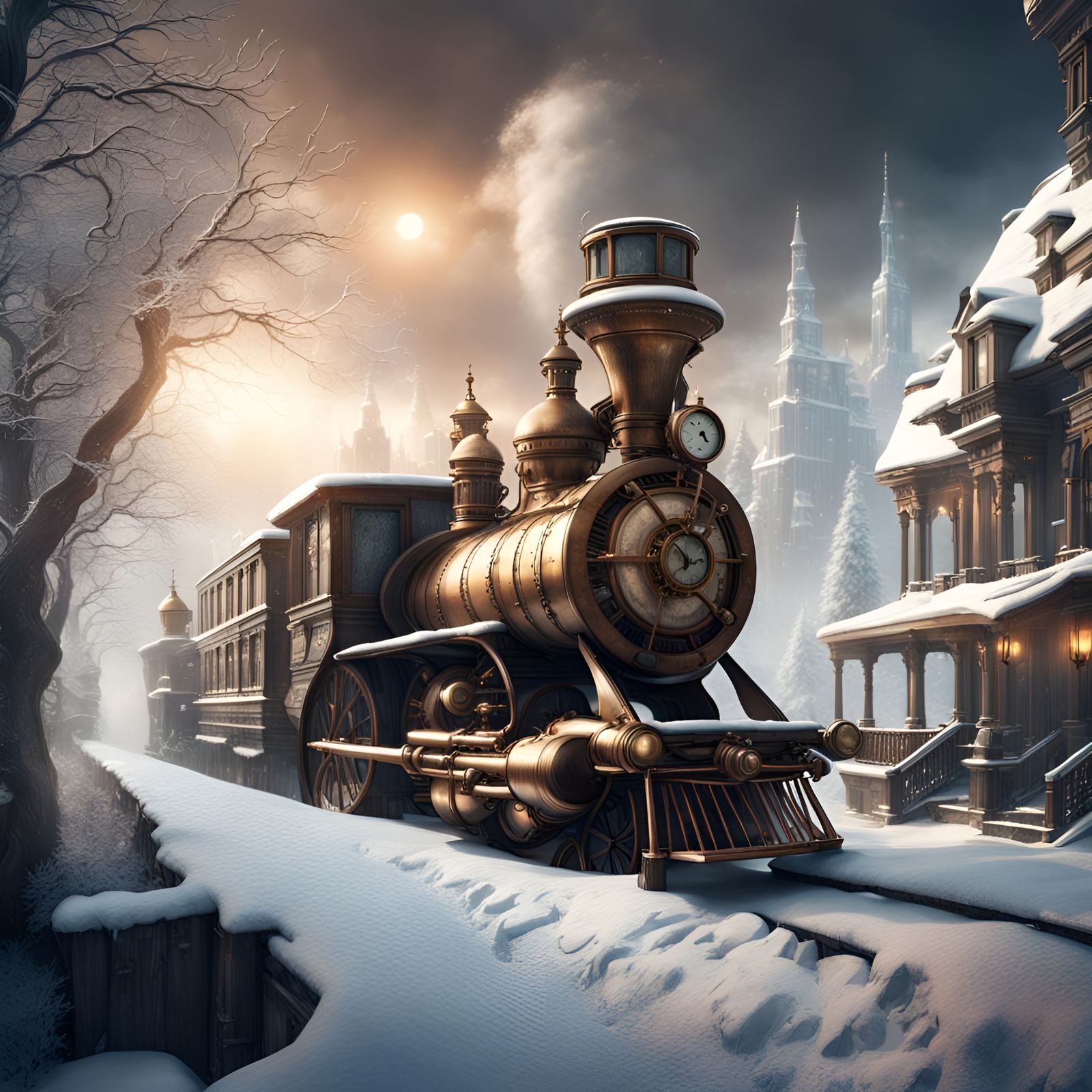 Winter Steampunk Wonderland: A Digital Matte Painting