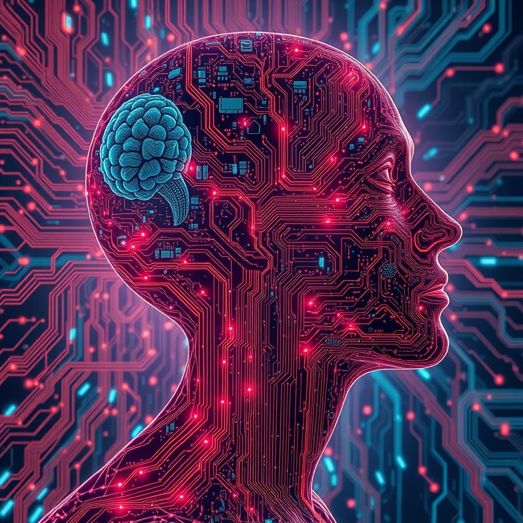 AI Art: Human Brain Motherboard Synesthesia Dreams