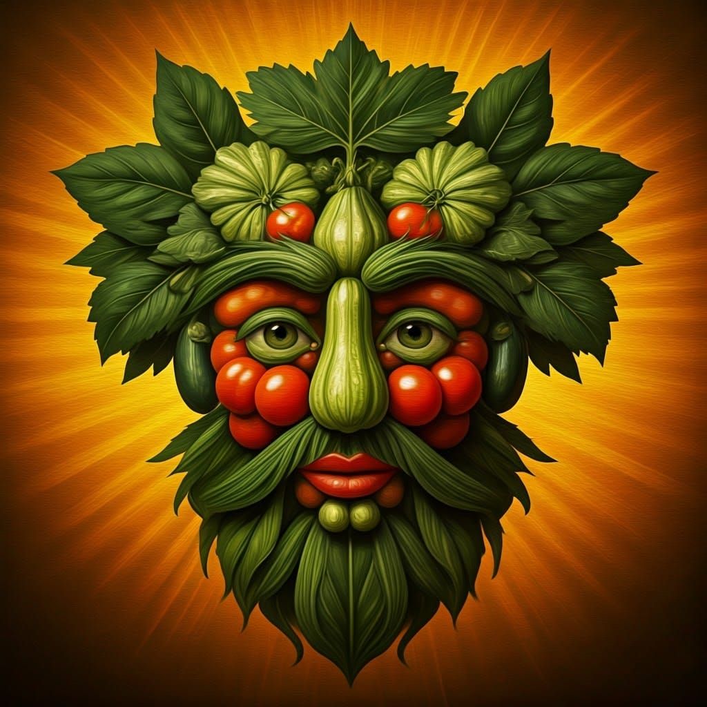 Vegetable face in the style of Giuseppe Arcimboldo