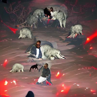 Lone Wolf Howling in Winter Landscape