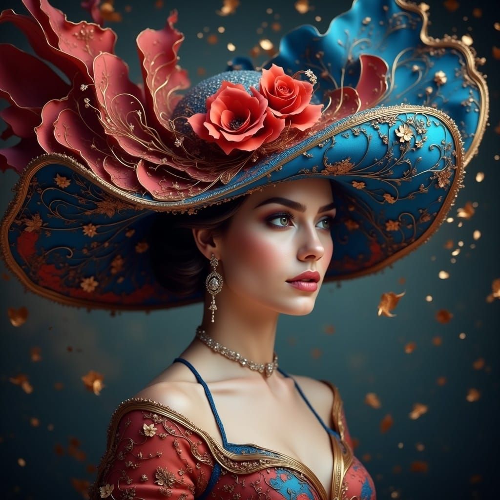 Exquisite, intricately designed, flowing, hat crafted by Star