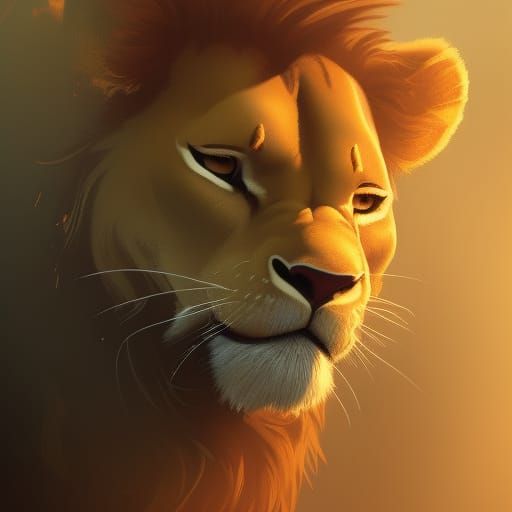 Detailed Portrait of Simba in Art Nouveau Style