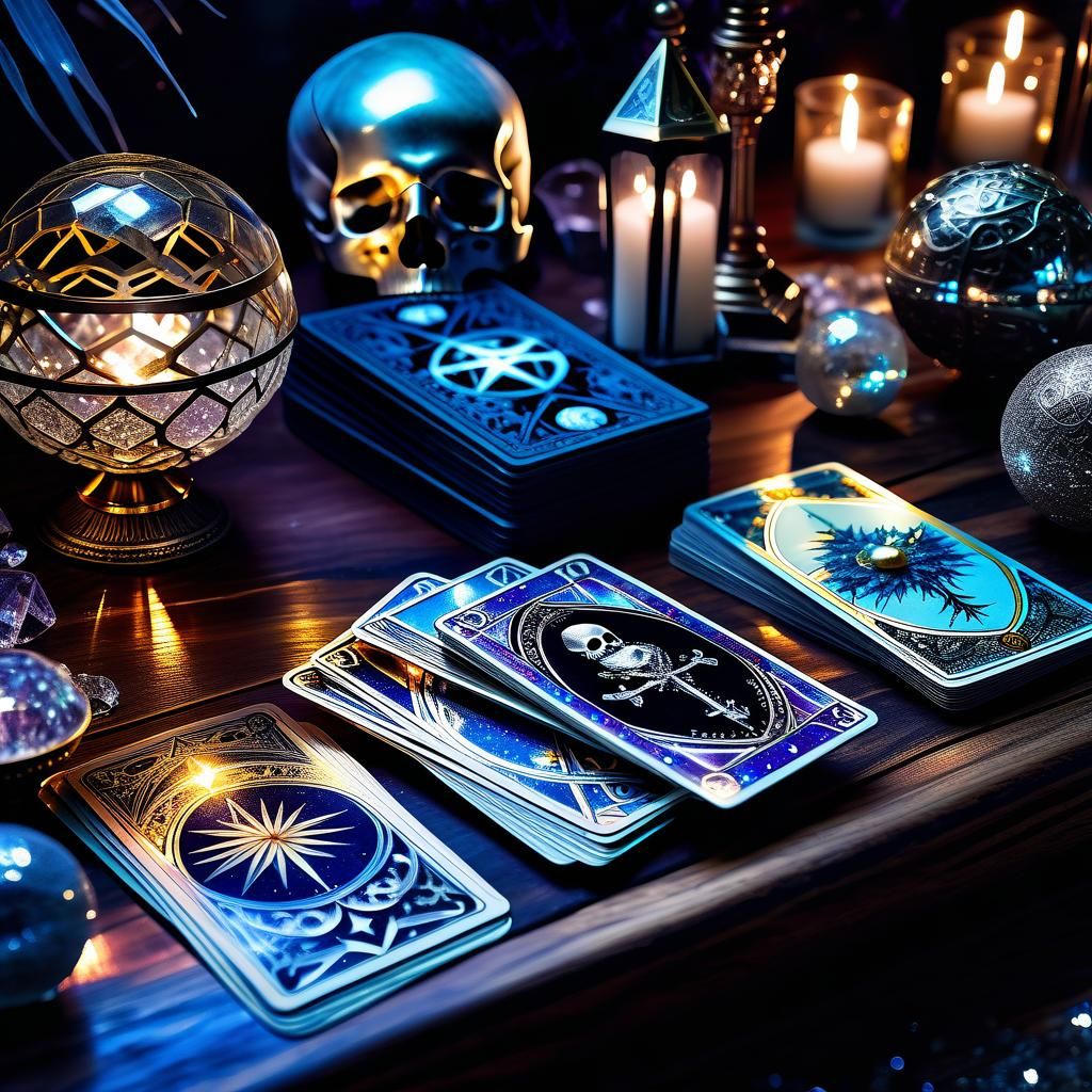 Metallic Death Tarot Card in Fortune Teller Room