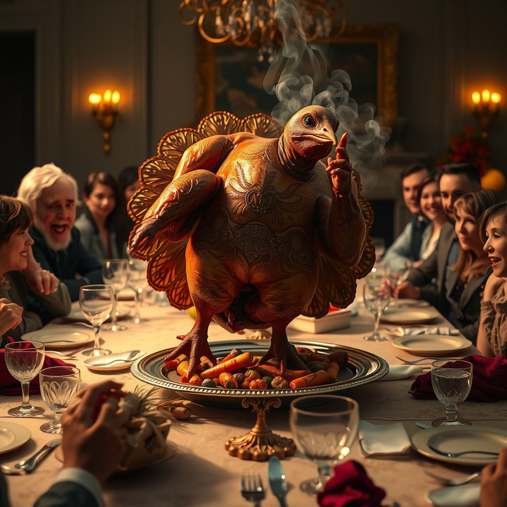 Dancing Turkey Dark Fantasy Dinner in 8k