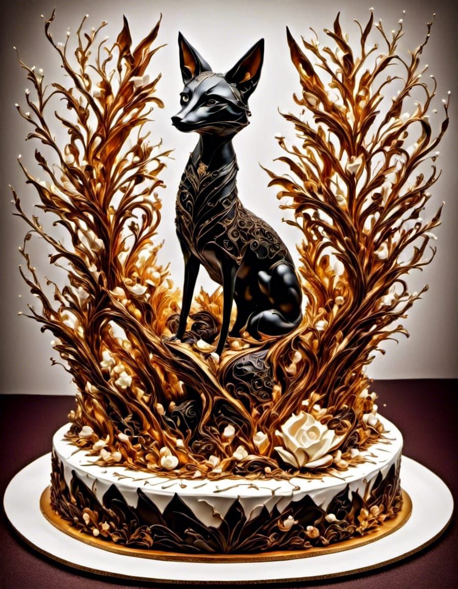 Origami Fox Cake Masterpiece with Detailed Icing