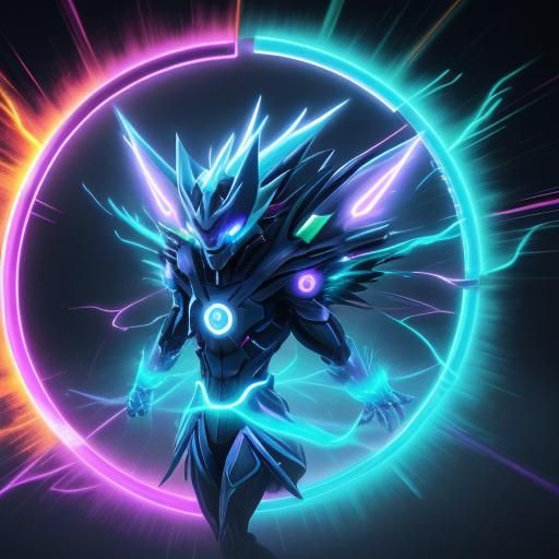 Ghost Pokémon near Neon Portal in Surreal Style