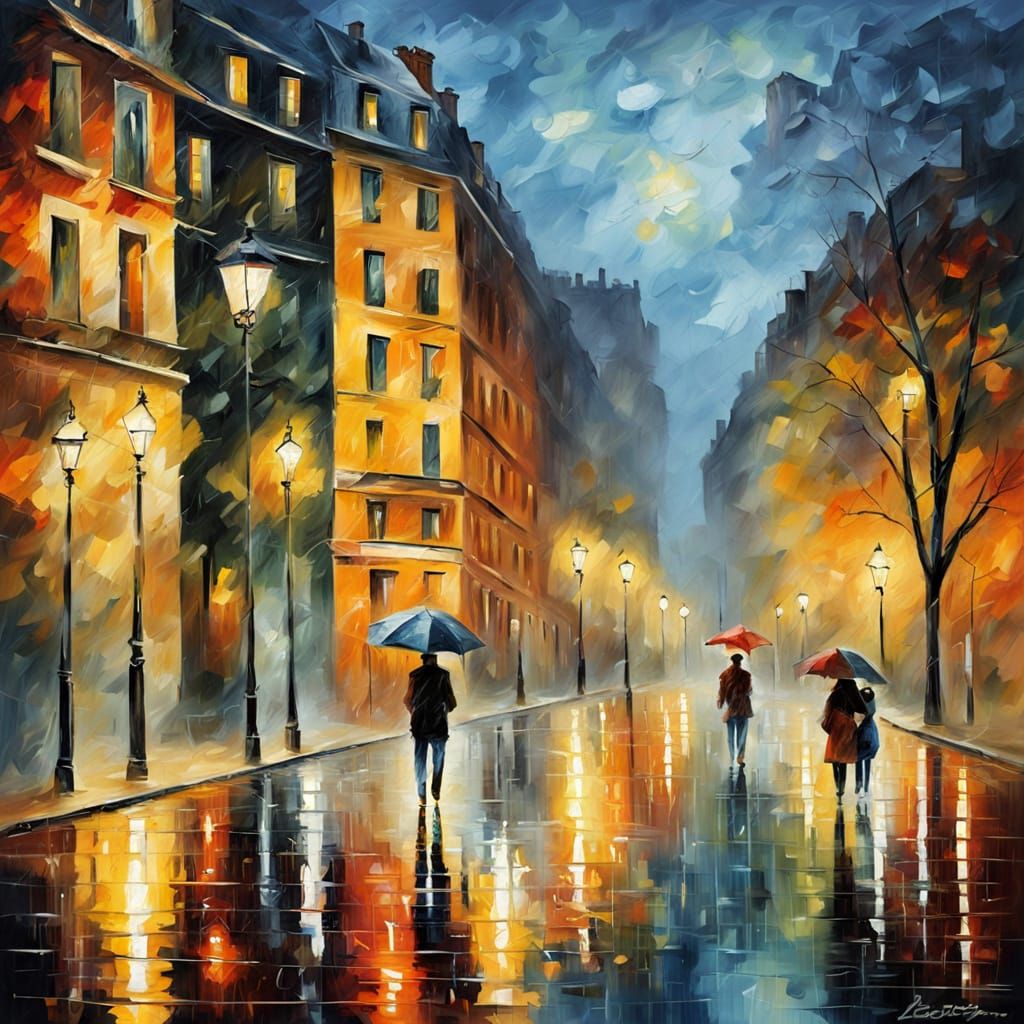 Vibrant Parisian Night in Expressive Brushstrokes