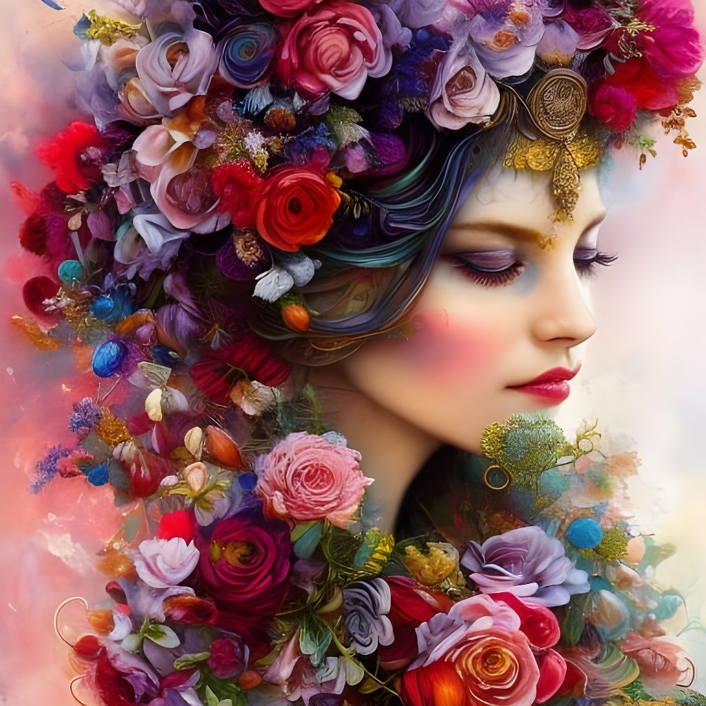 Fantasycore Rose Wreath: Detailed Digital Artwork