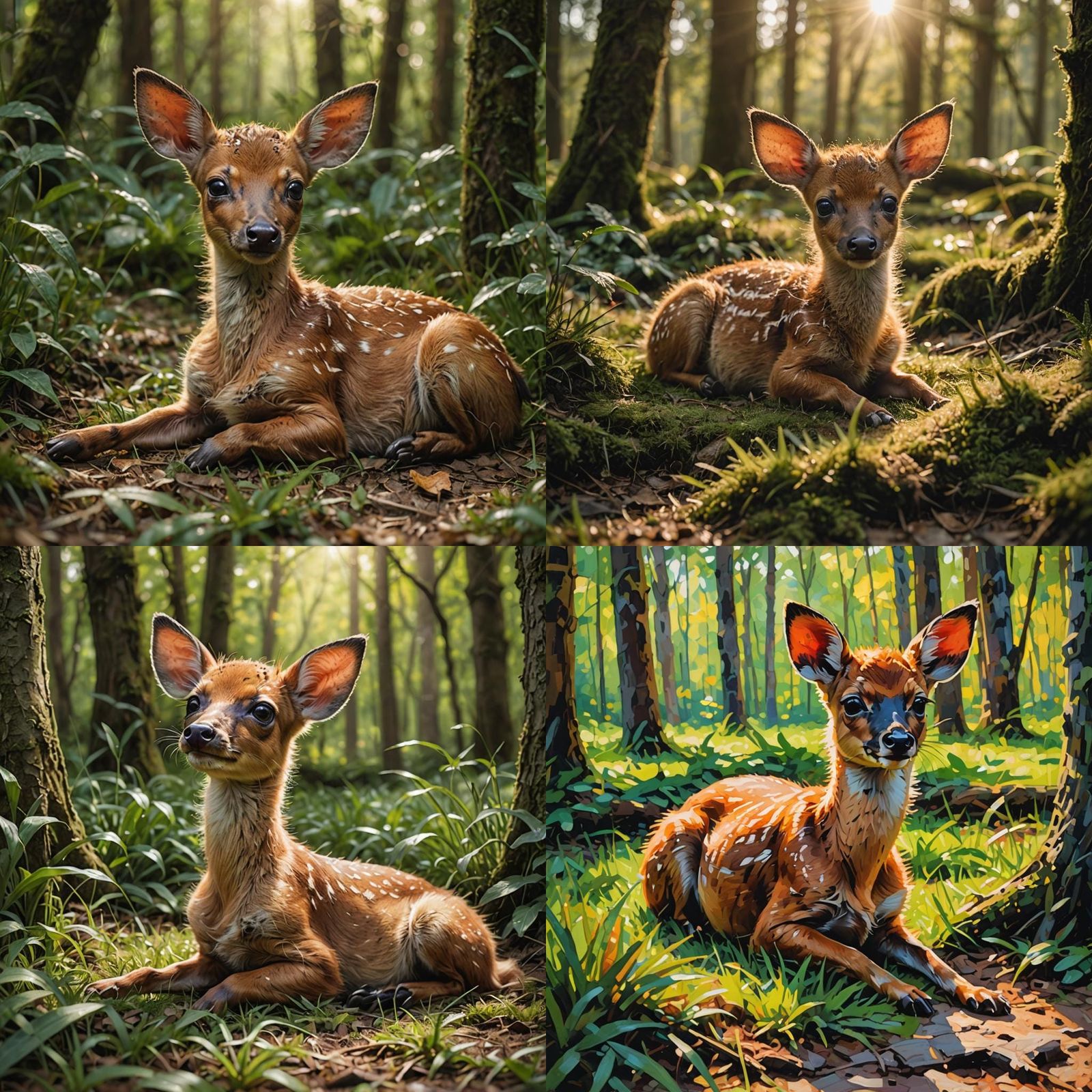 Resting Pudu Fawn in Woodland Glade
