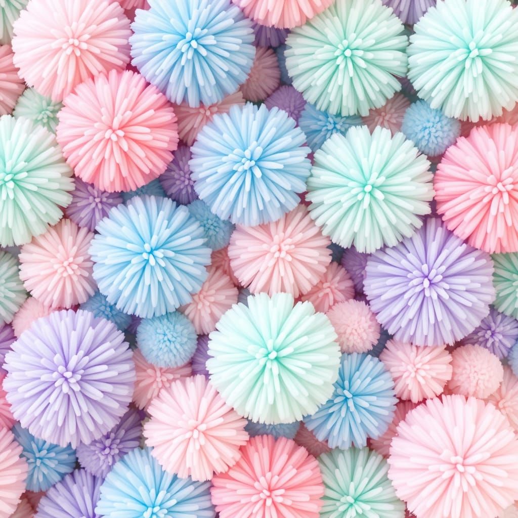 Seamless High-Resolution Pastel Pom Pom Texture