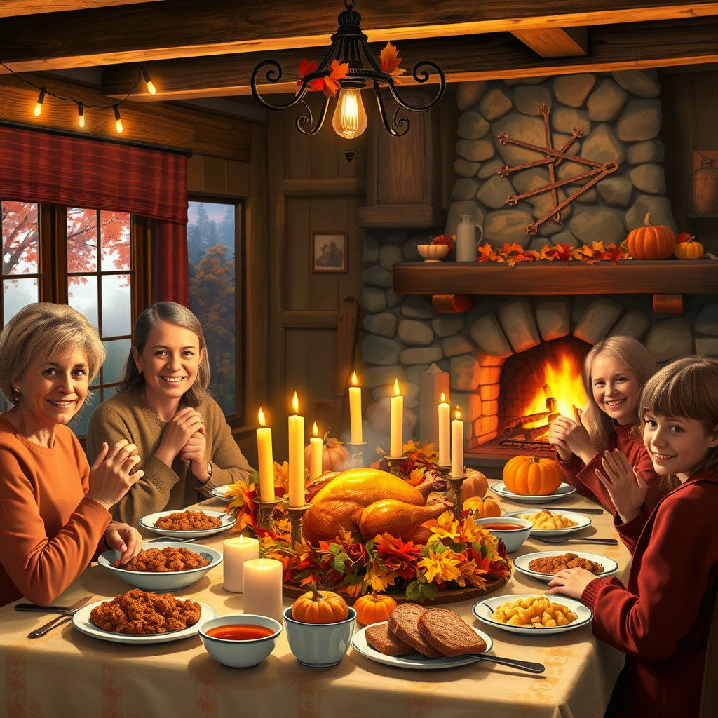 Cozy Thanksgiving Dinner in Rustic Golden Light