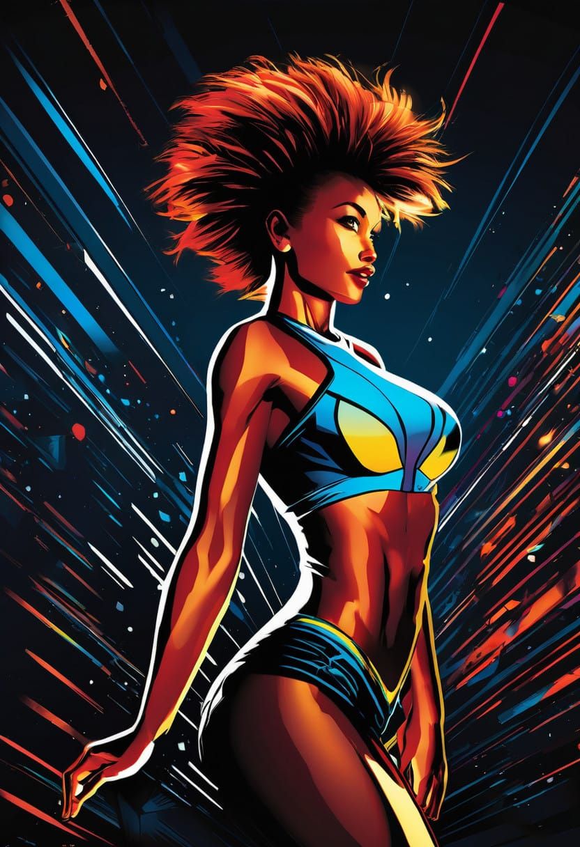 Confident Heroine in Vibrant Comic Book Style