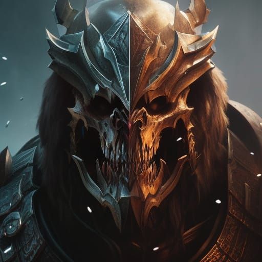 Undead Barbarian Berserker Portrait in Dark Fantasy Style