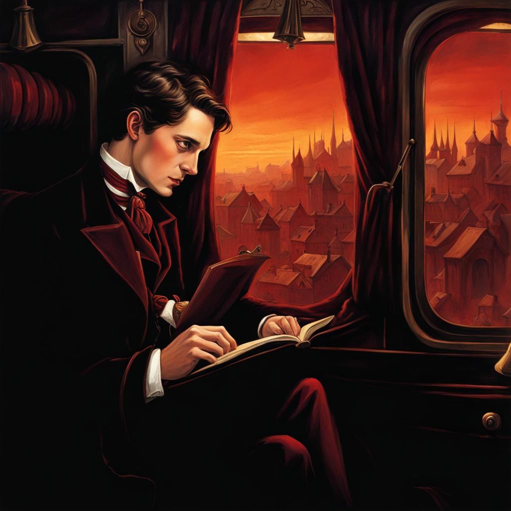 Young Traveler's Dark Fantasy Train Journey