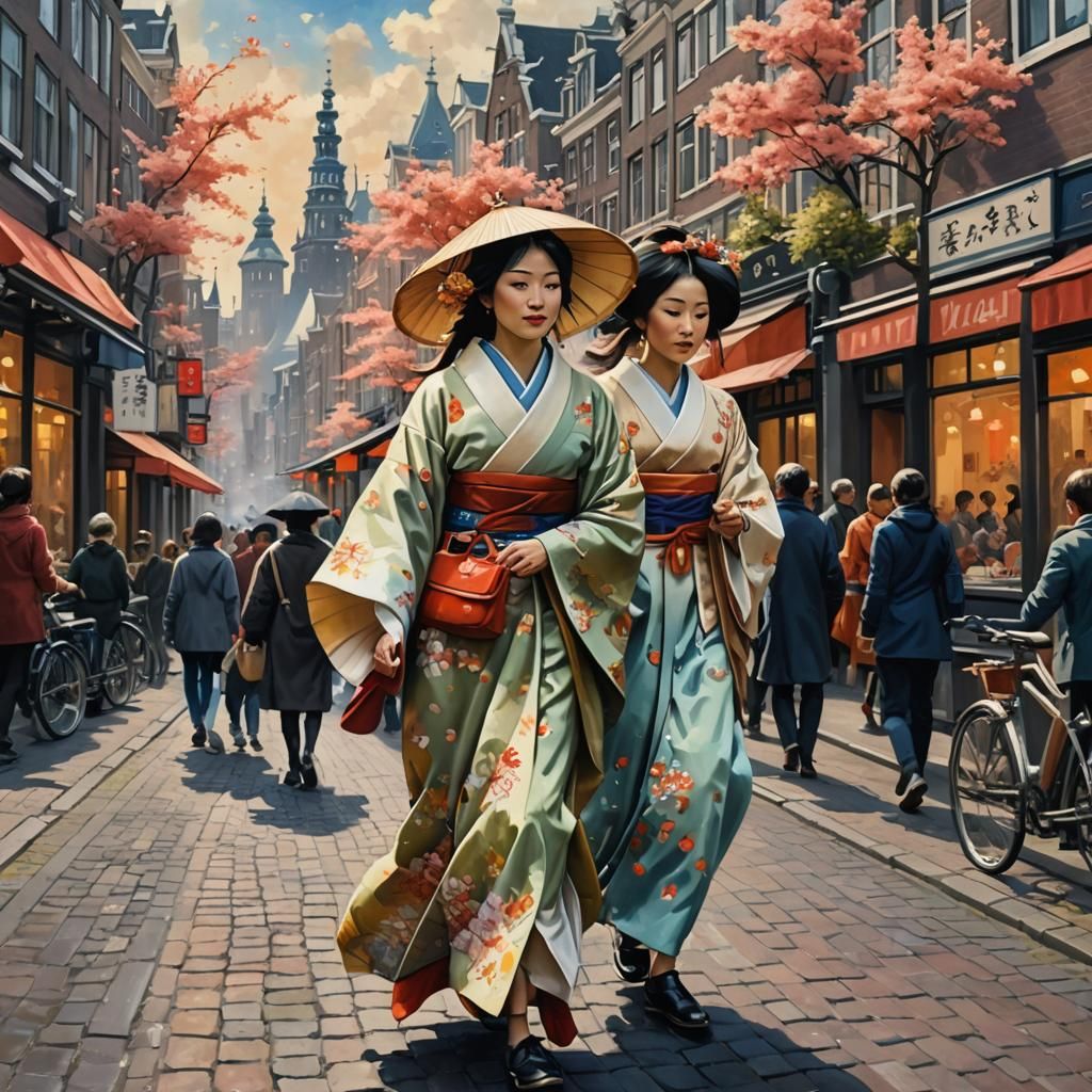 Fantasy Painting: Japanese Women in Amsterdam