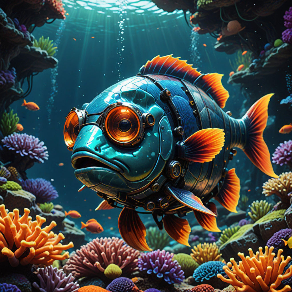 Vibrant Coral Reef Scene in Hyper-Realistic Fantasy Art