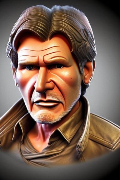 Steampunk Caricature of Harrison Ford in Ink and Pencil