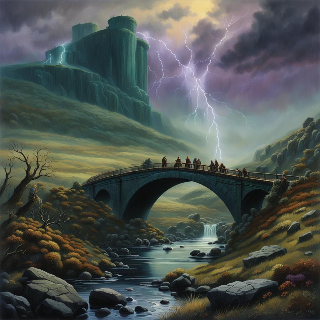 Misty Moor Lightning Storm in Emerald and Amber