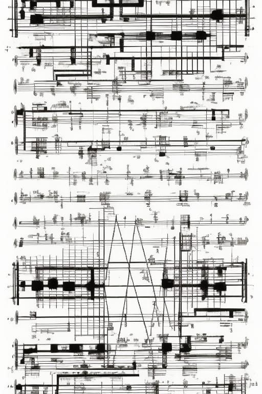 Complex Graphic Score in Brutalist Style