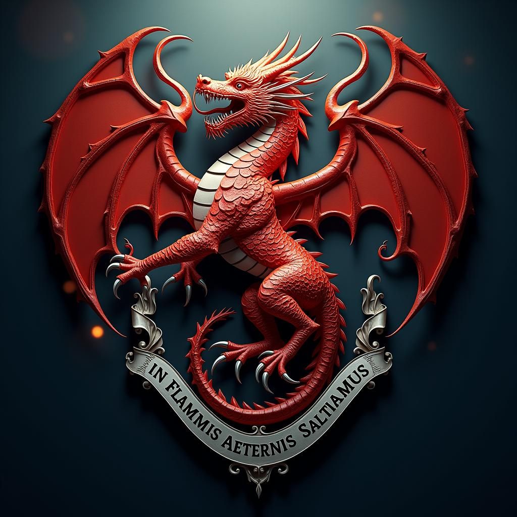 Majestic Dragon Family Crest in Baroque Style