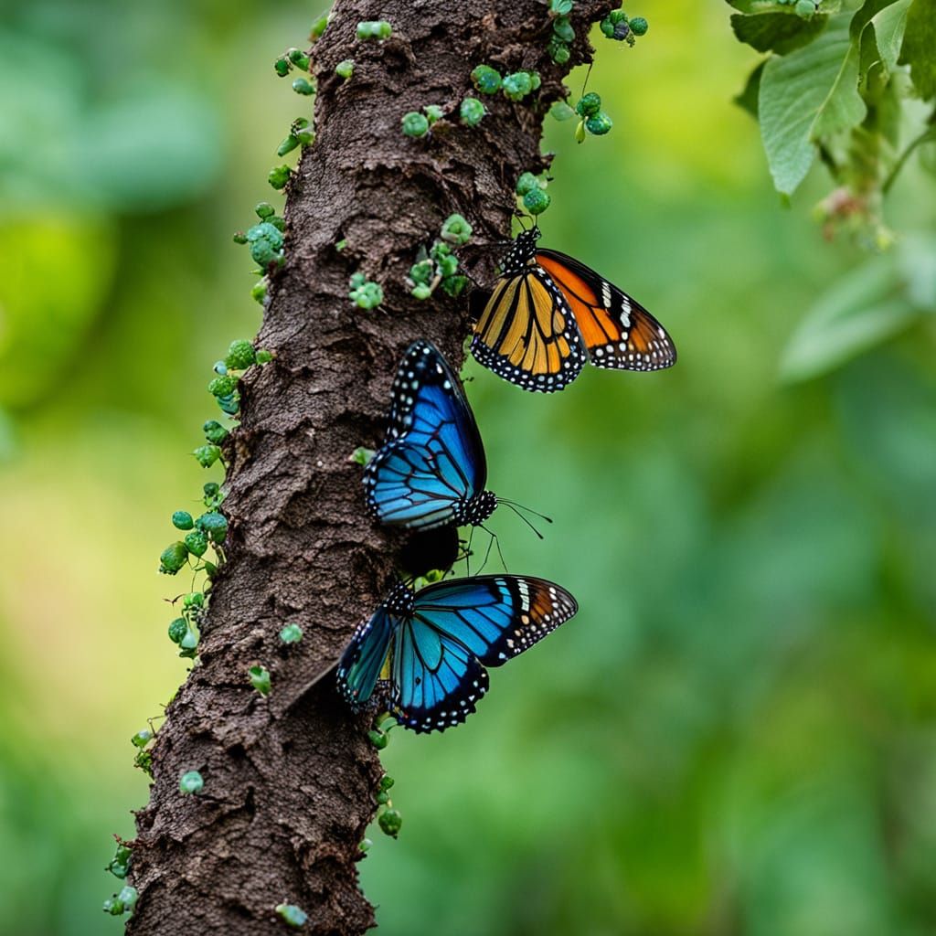 Surreal Insect Life Cycle on Tree Branch