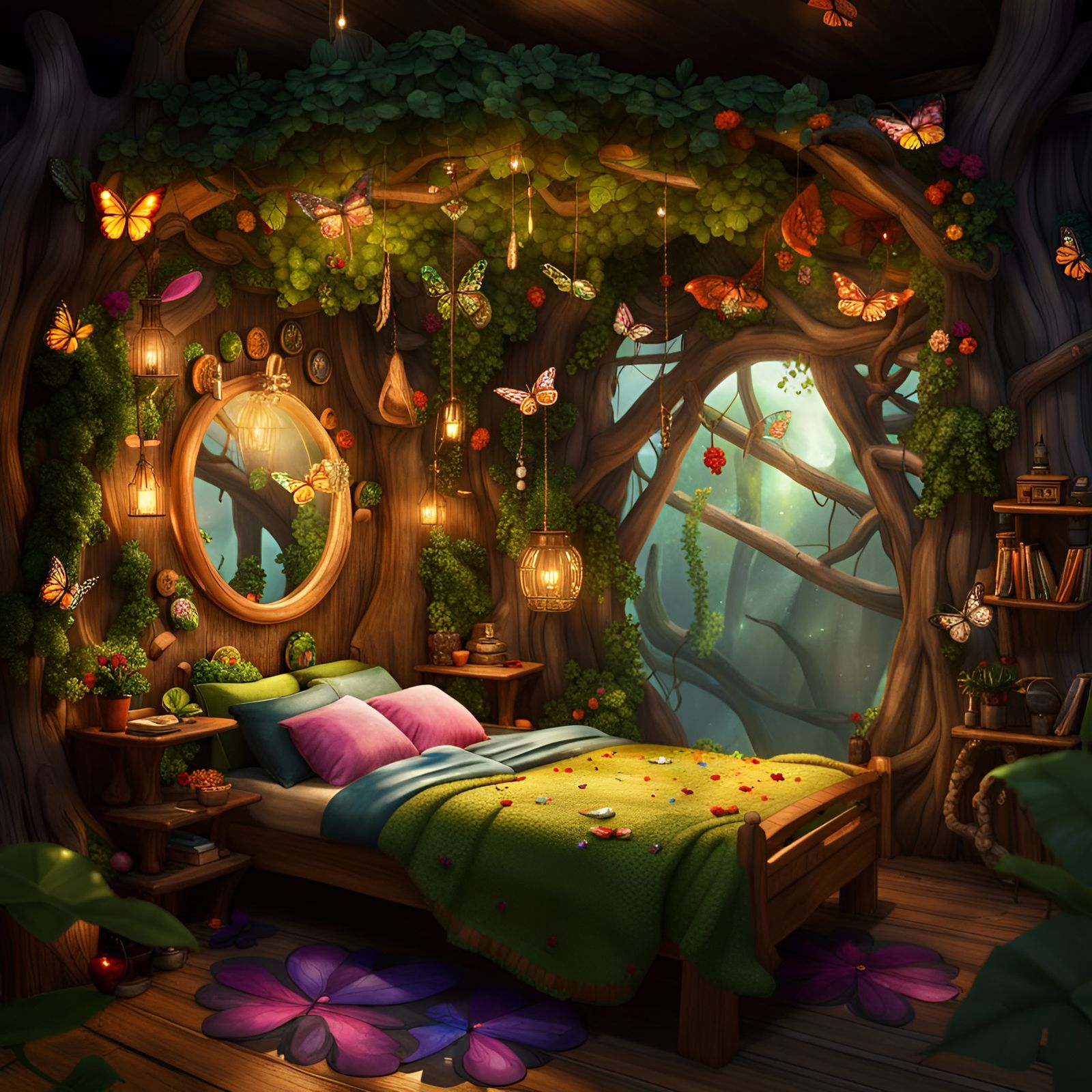 Enchanted Fairy Elf Treehouse Bedroom