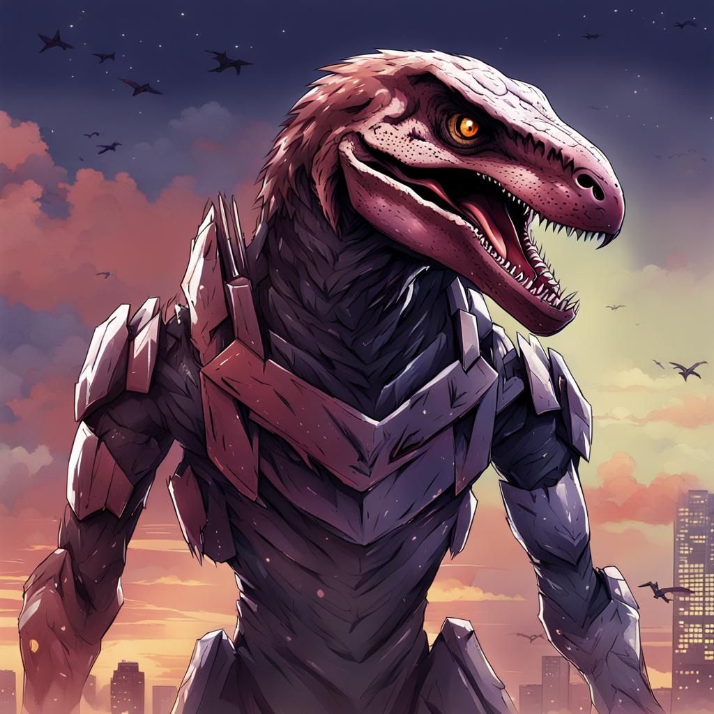 Anime Style Raptor Illustration
