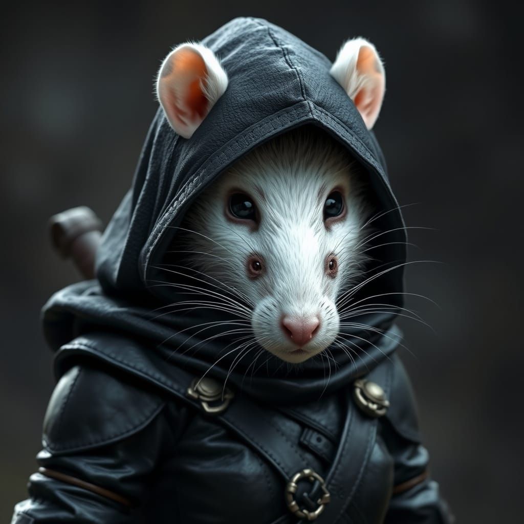 Wererat Female Ranger in Black Leather Armor