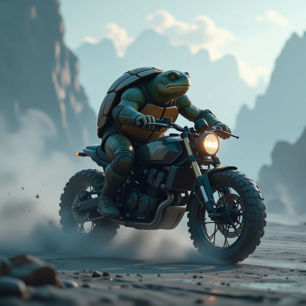 Epic Post-Apocalyptic Turtle Rides Electro-Bike